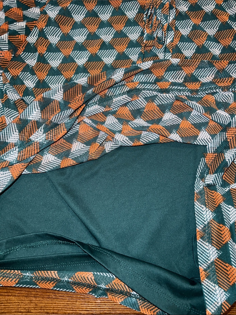 Geometric Teal Retro Blouse 70’s Ruffle Puff Balloon Sleeve Orange Boho Size L - Picture 10 of 12